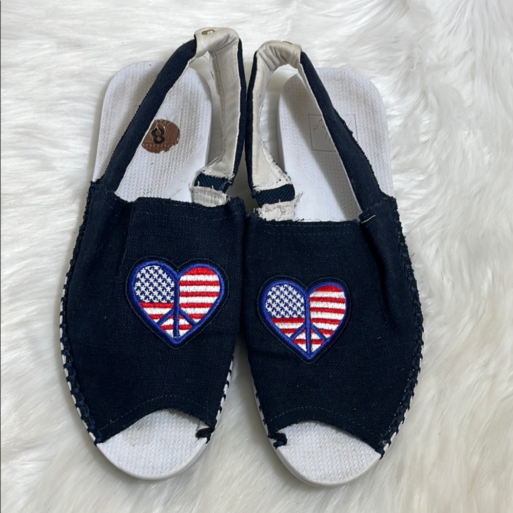 Reef Navy USA Fourth of July Heart Canvas Slip-On Sandals